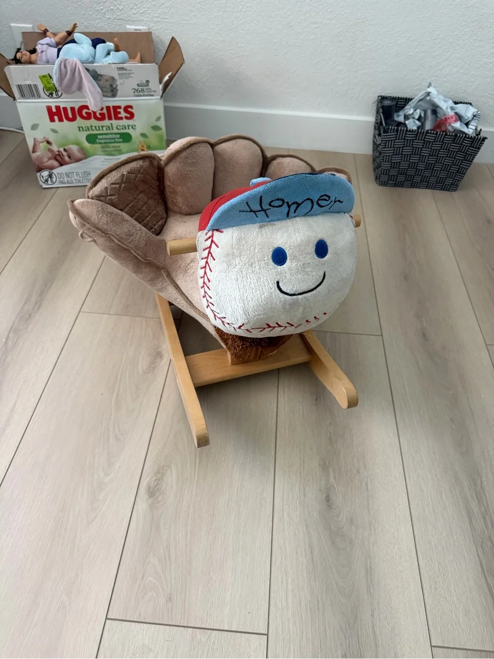 The Rockabye Homer Baseball Rocker  - Brown and White